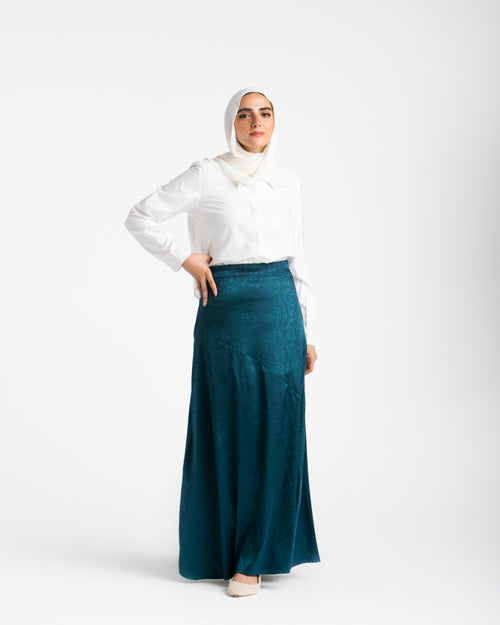 Maxi Silk Skirt Teal C1711