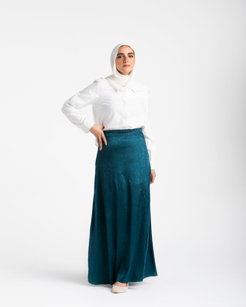 Maxi Silk Skirt Teal C1711