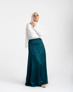 Maxi Silk Skirt Teal C1711