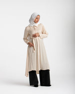 Shirt Dress With Front Buttons Beige C145