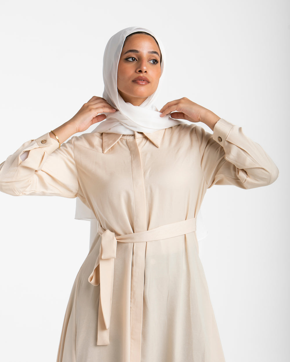 Shirt Dress With Front Buttons Beige C145