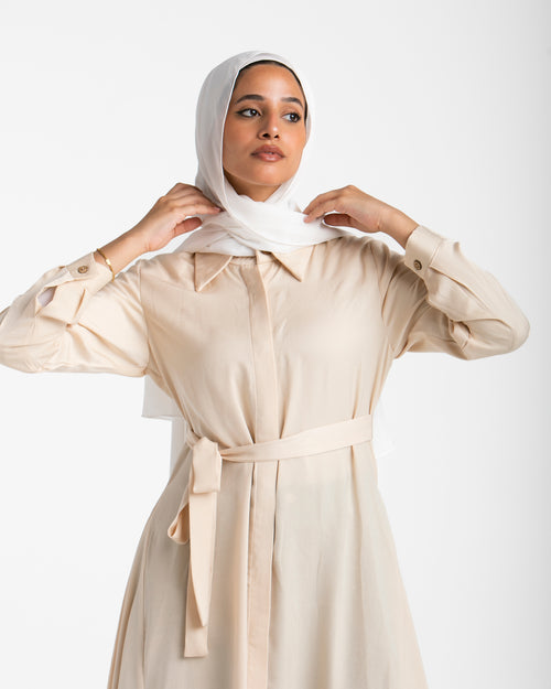 Shirt Dress With Front Buttons Beige C145