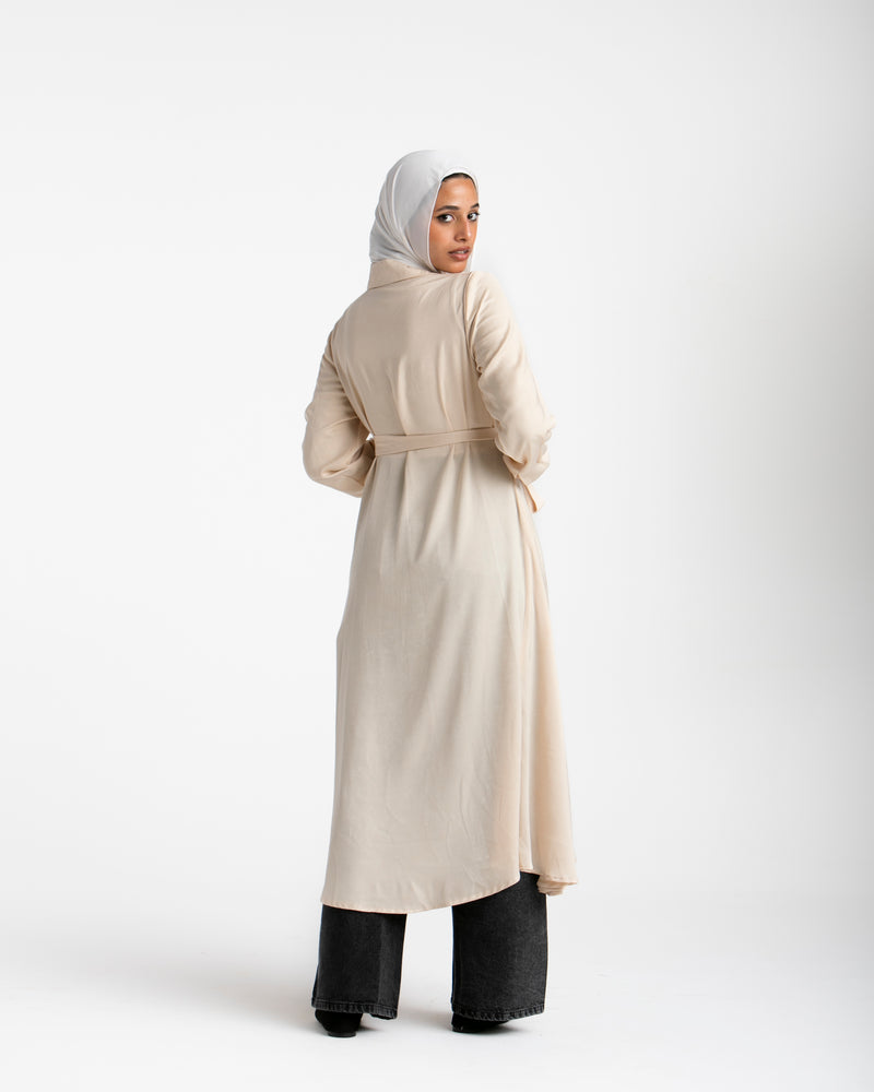 Shirt Dress With Front Buttons Beige C145