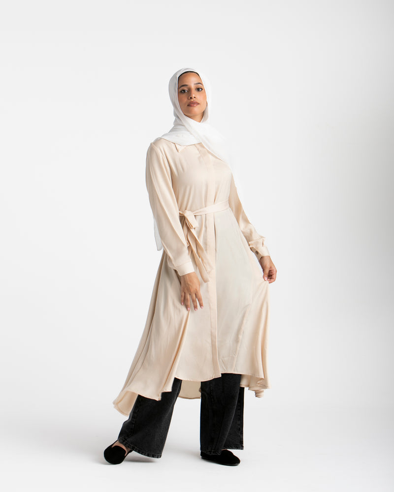 Shirt Dress With Front Buttons Beige C145