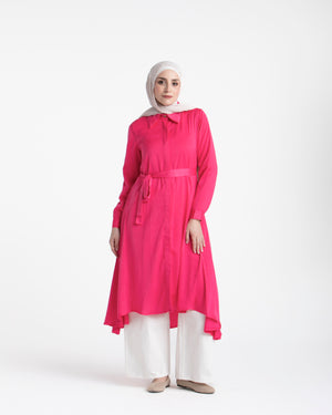 Shirt Dress With Front Buttons Hot Pink C145