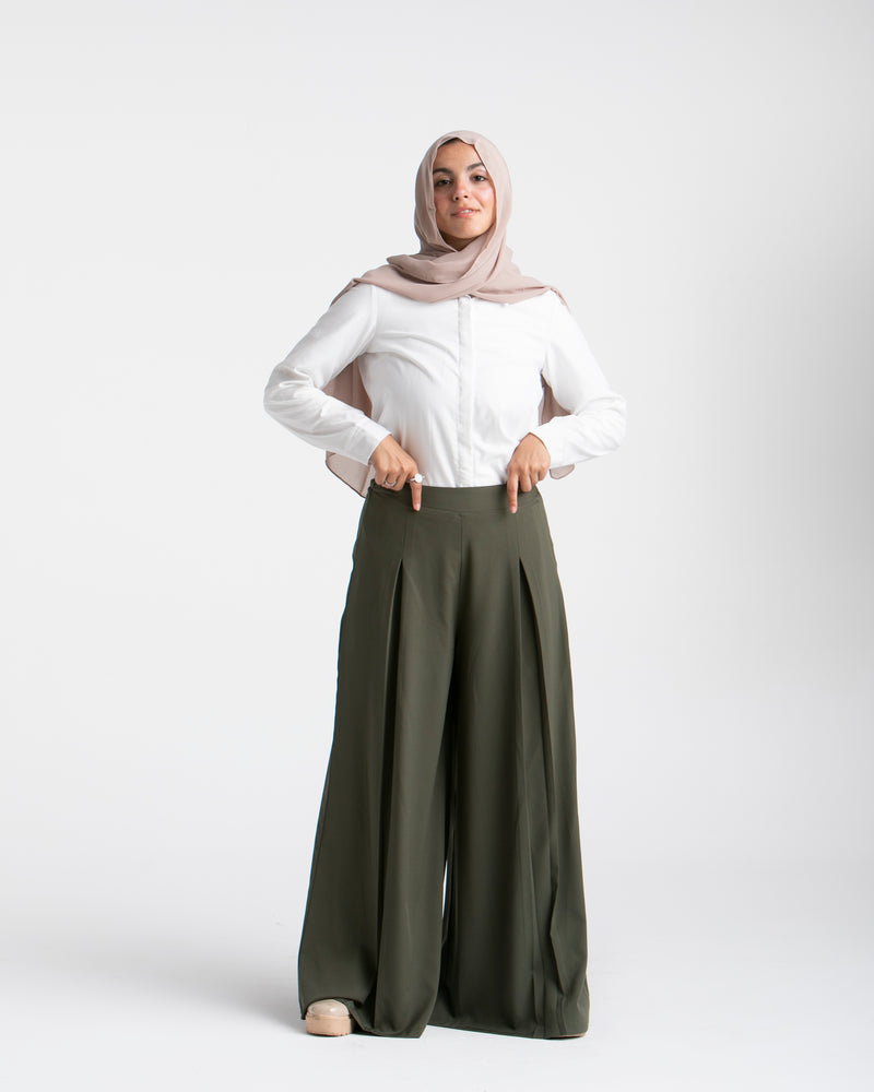 Wide Leg Pants Olive C1702