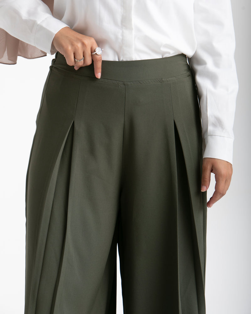 Wide Leg Pants Olive C1702