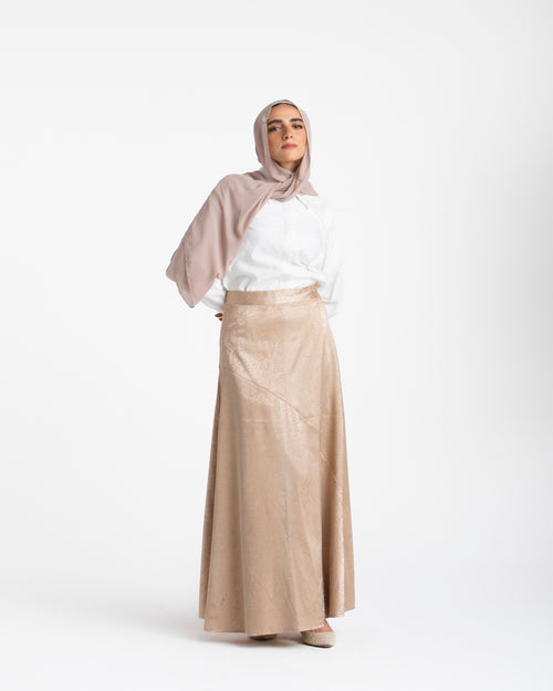 Maxi Silk Skirt Beige C1711