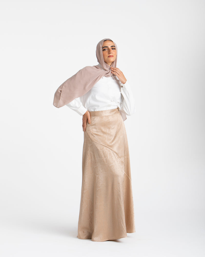 Maxi Silk Skirt Beige C1711