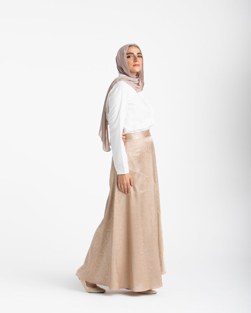 Maxi Silk Skirt Beige C1711