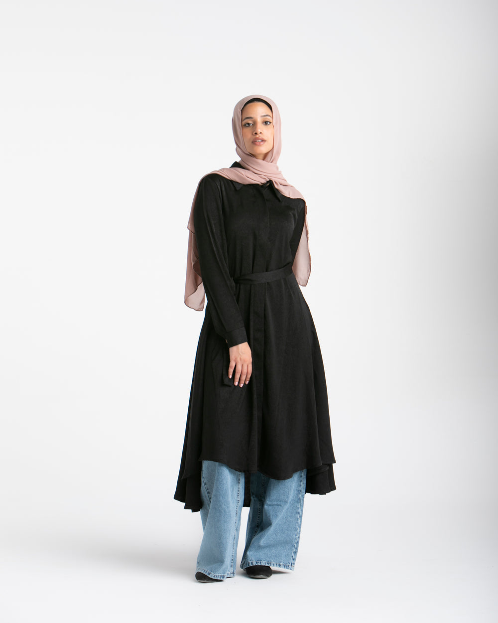 Shirt Dress With Front Buttons Black C145