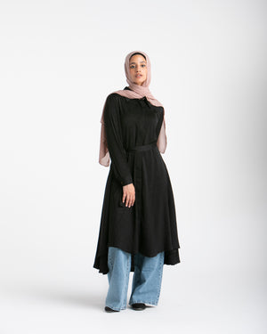 Shirt Dress With Front Buttons Black C145
