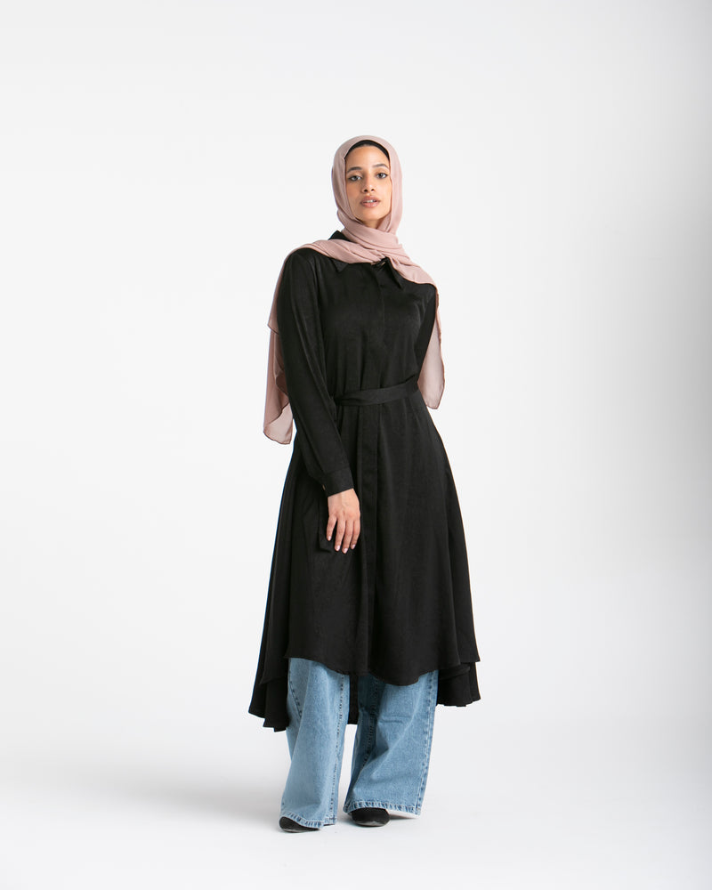 Shirt Dress With Front Buttons Black C145