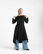 Shirt Dress With Front Buttons Black C145