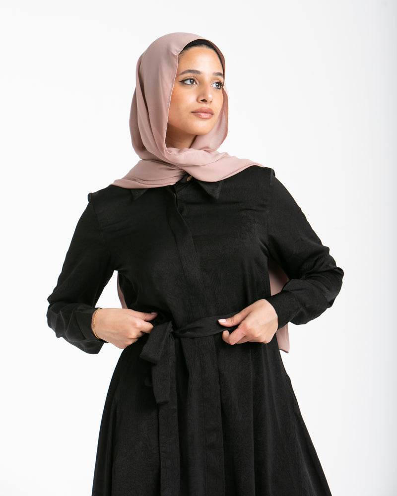 Shirt Dress With Front Buttons Black C145