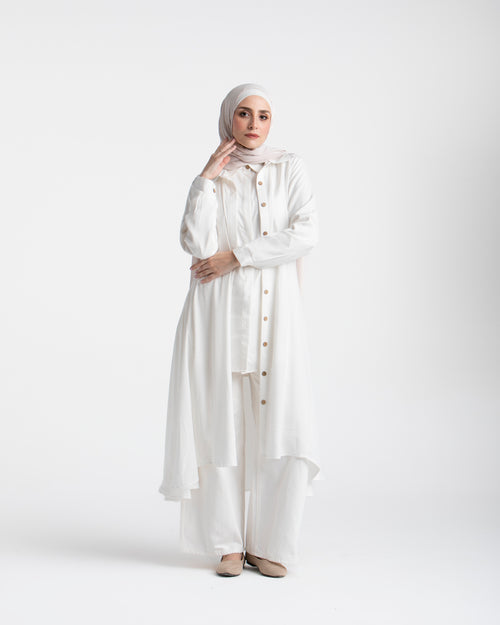 Shirt Dress With Front Buttons White C145