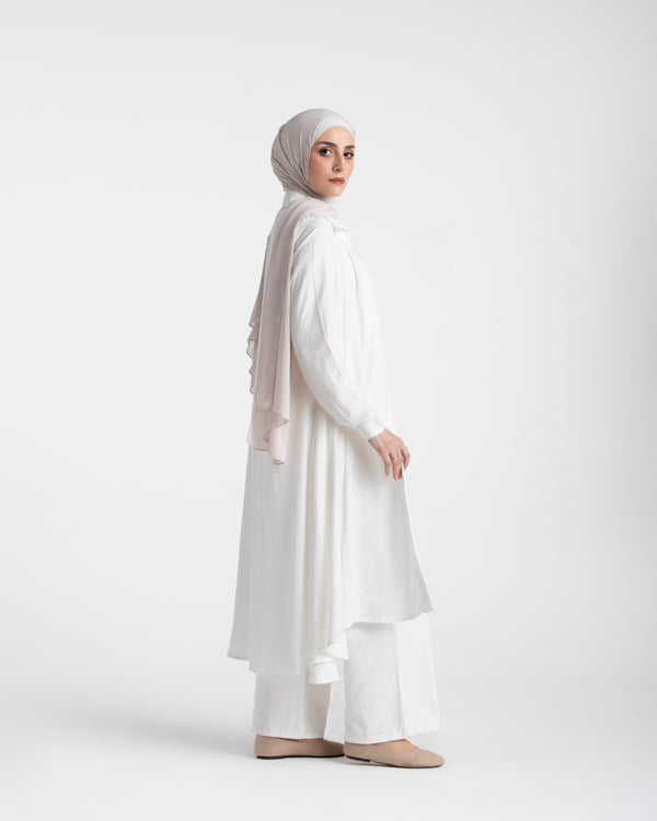 Shirt Dress With Front Buttons White C145