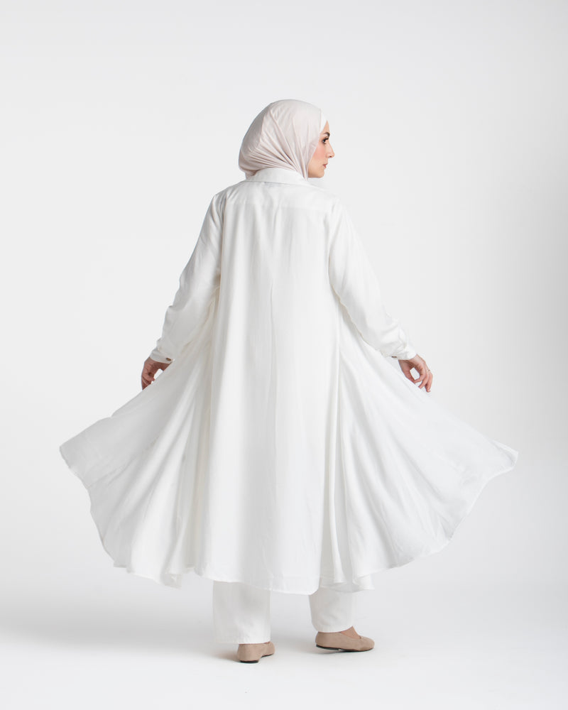 Shirt Dress With Front Buttons White C145