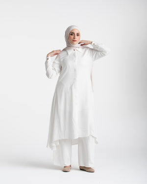 Shirt Dress With Front Buttons White C145