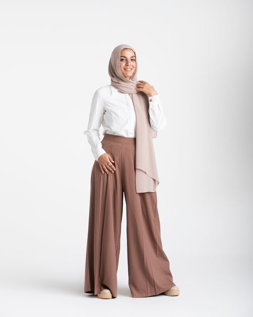 Wide Leg Pants Brown C1702