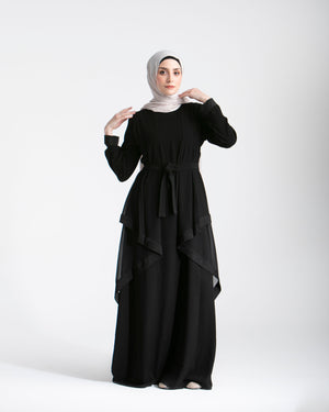 Abaya With Front Chiffon Drape C65