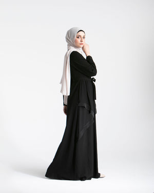 Abaya With Front Chiffon Drape C65