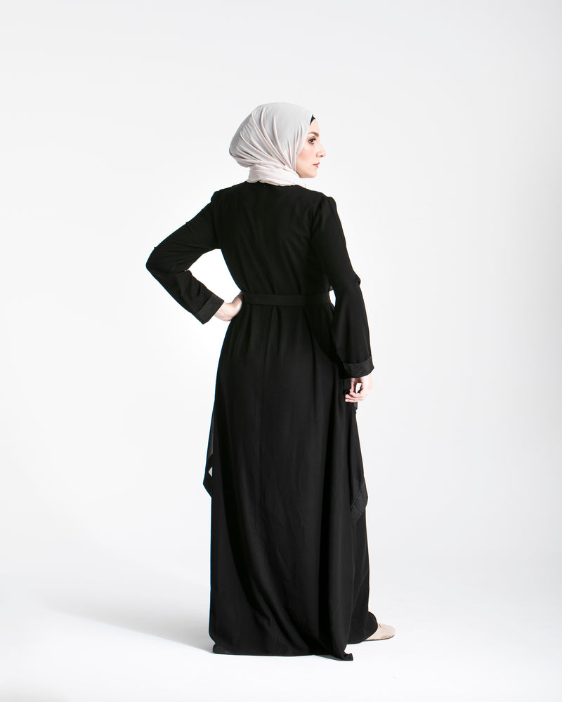 Abaya With Front Chiffon Drape C65