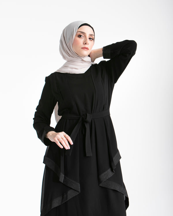 Abaya With Front Chiffon Drape C65