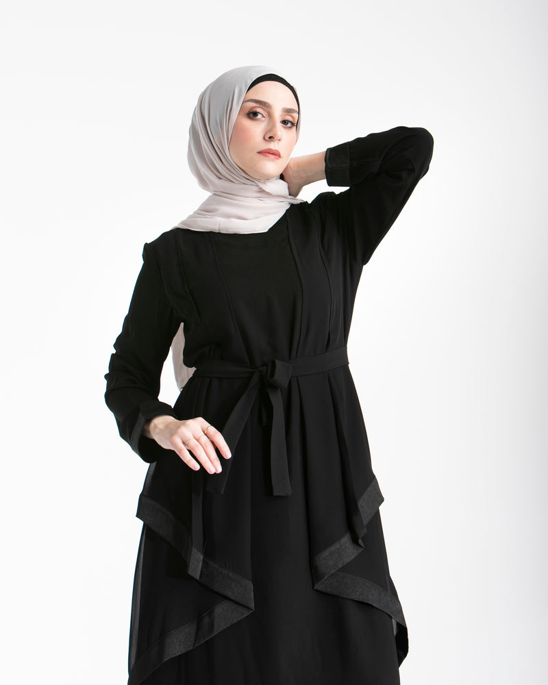 Abaya With Front Chiffon Drape C65
