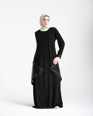 Abaya With Front Chiffon Drape C65