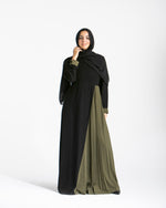 Asymmetrical Pleated Abaya Olive C104