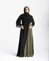 Asymmetrical Pleated Abaya Olive C104