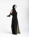 Asymmetrical Pleated Abaya Olive C104
