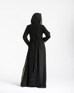 Asymmetrical Pleated Abaya Olive C104