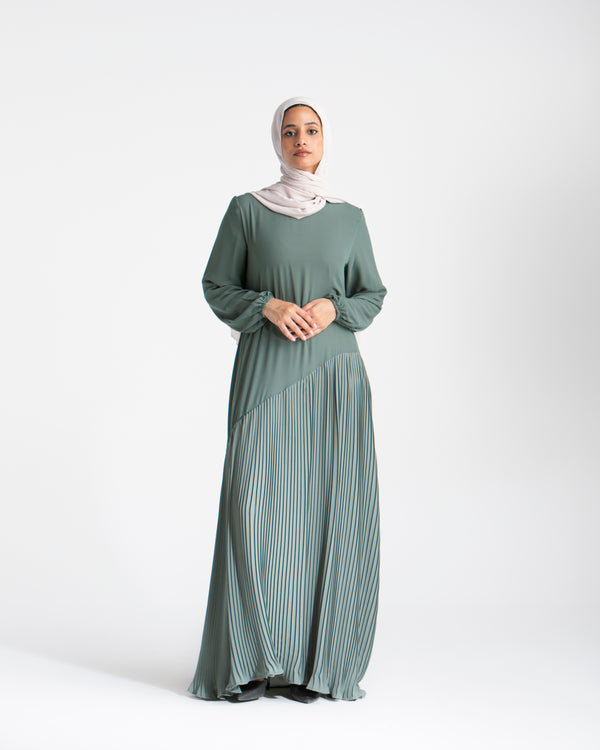 Fully Lined Pleated Dress Mint C74