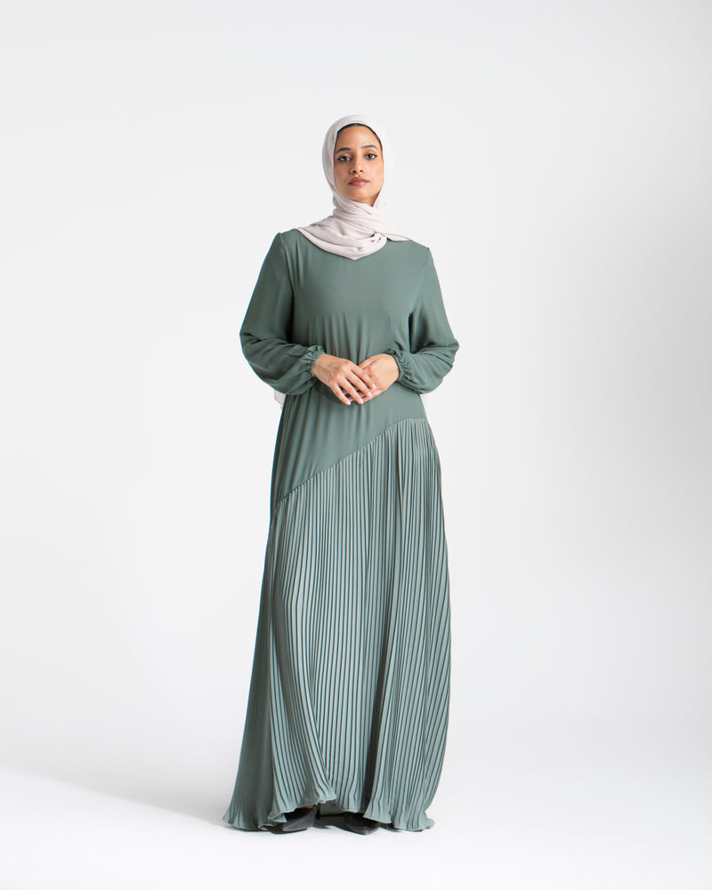 Fully Lined Pleated Dress Mint C74