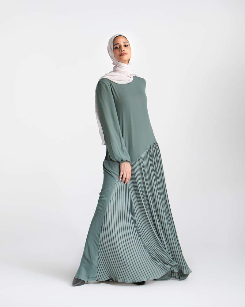 Fully Lined Pleated Dress Mint C74