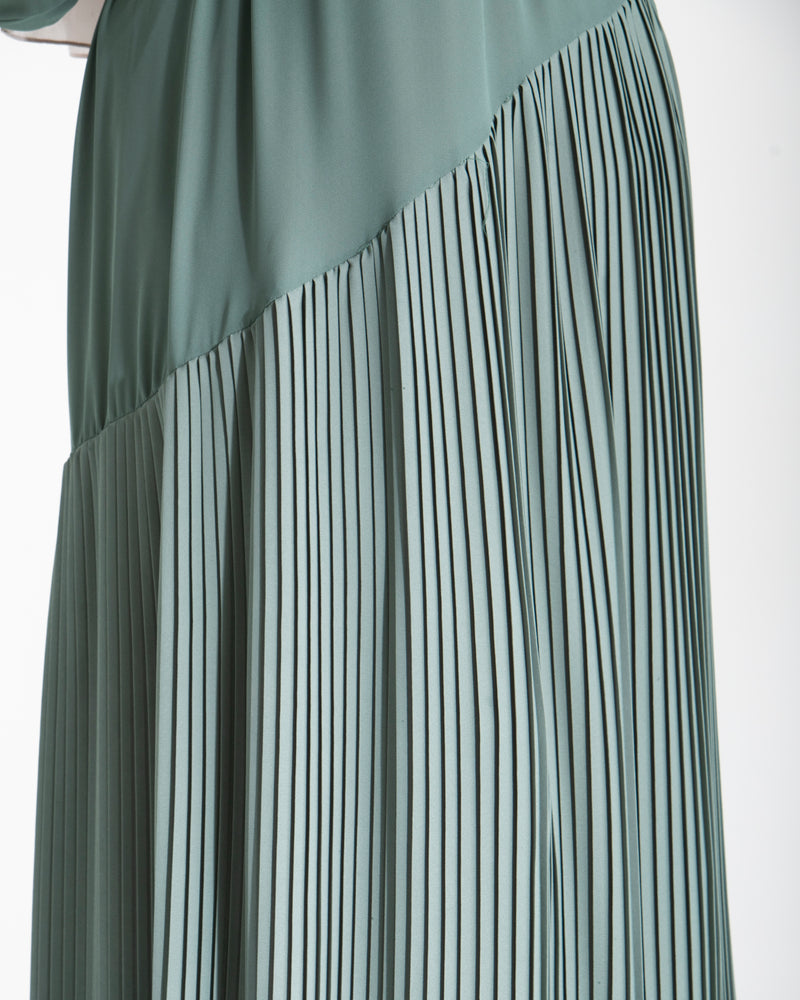 Fully Lined Pleated Dress Mint C74