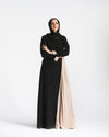 Asymmetrical Pleated Abaya Beige C104
