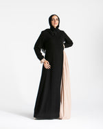 Asymmetrical Pleated Abaya Beige C104