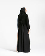 Asymmetrical Pleated Abaya Beige C104