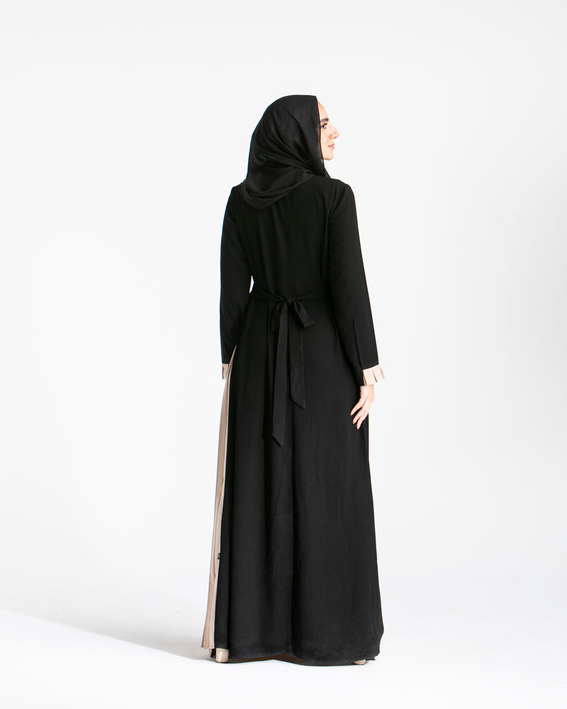 Asymmetrical Pleated Abaya Beige C104