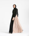 Asymmetrical Pleated Abaya Beige C104