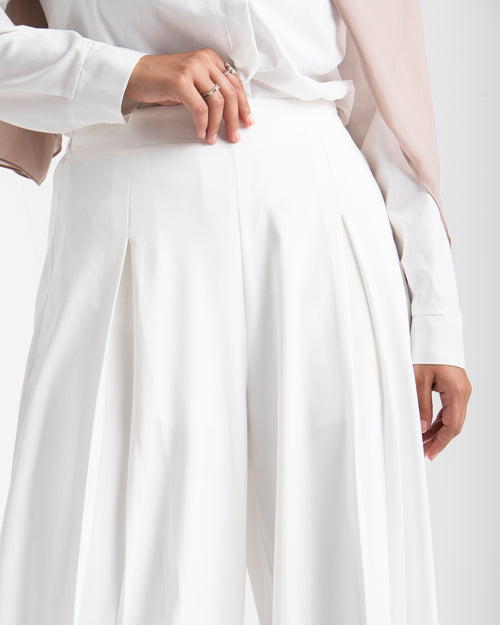 Wide Leg Pants White C1702