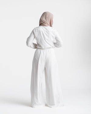 Wide Leg Pants White C1702