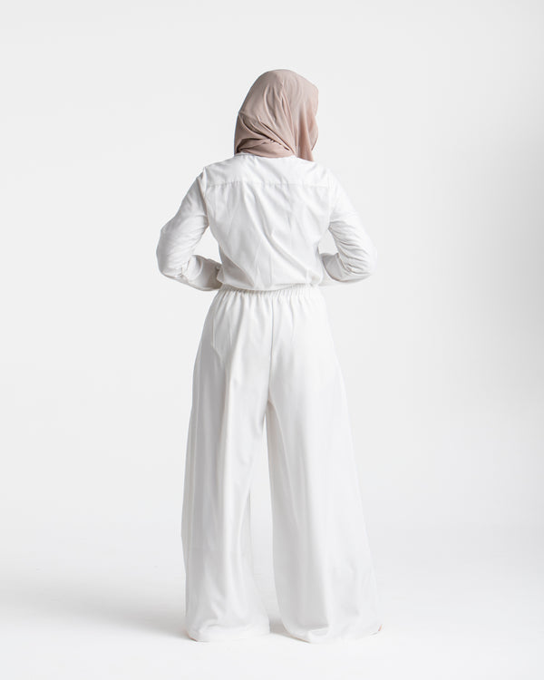 Wide Leg Pants White C1702