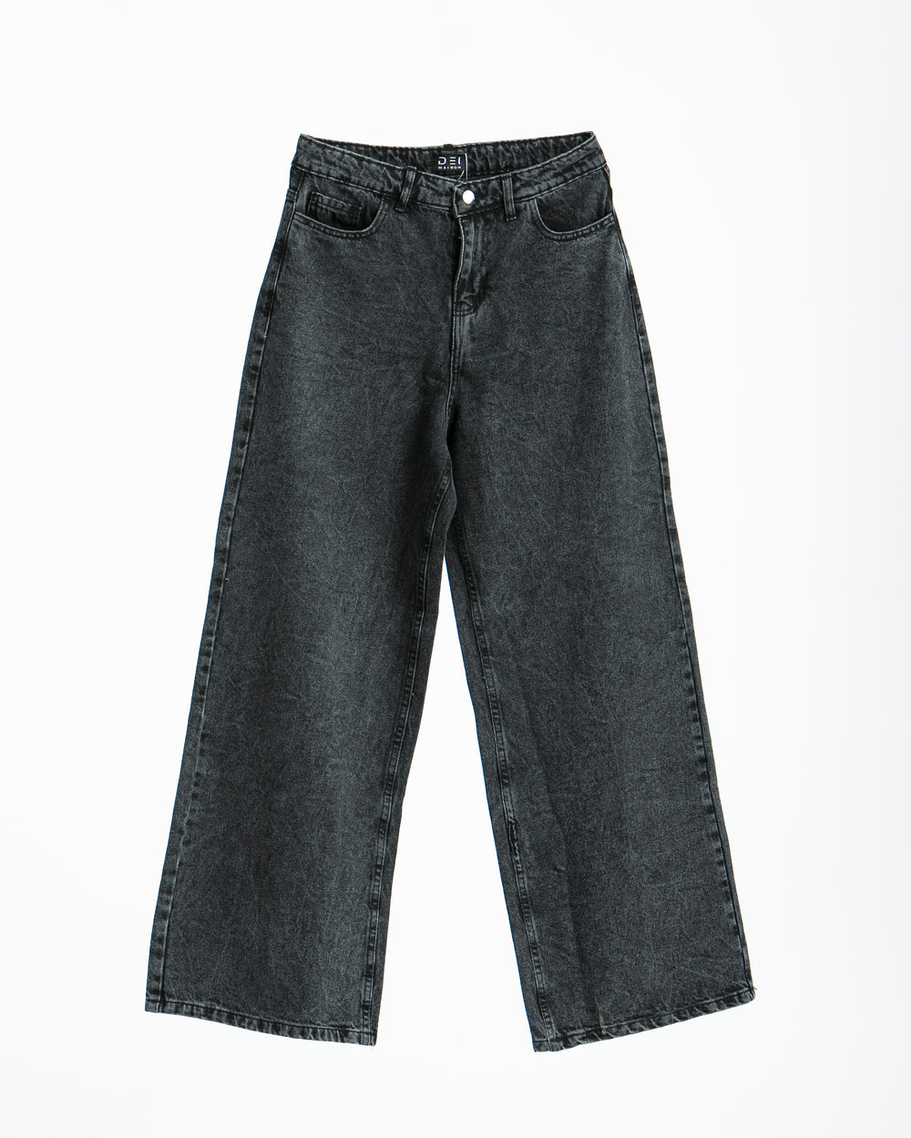 High Waisted Wide Leg Denim Pants Grey C190