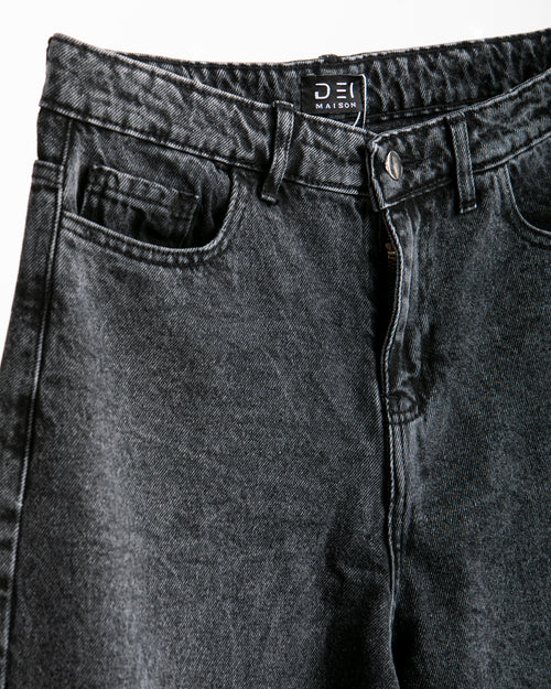 High Waisted Wide Leg Denim Pants Grey C190