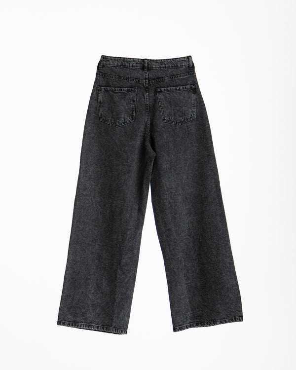 High Waisted Wide Leg Denim Pants Grey C190