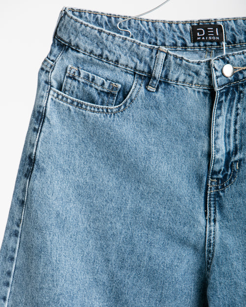 High Waisted Wide Leg Denim Pants Light Blue C190